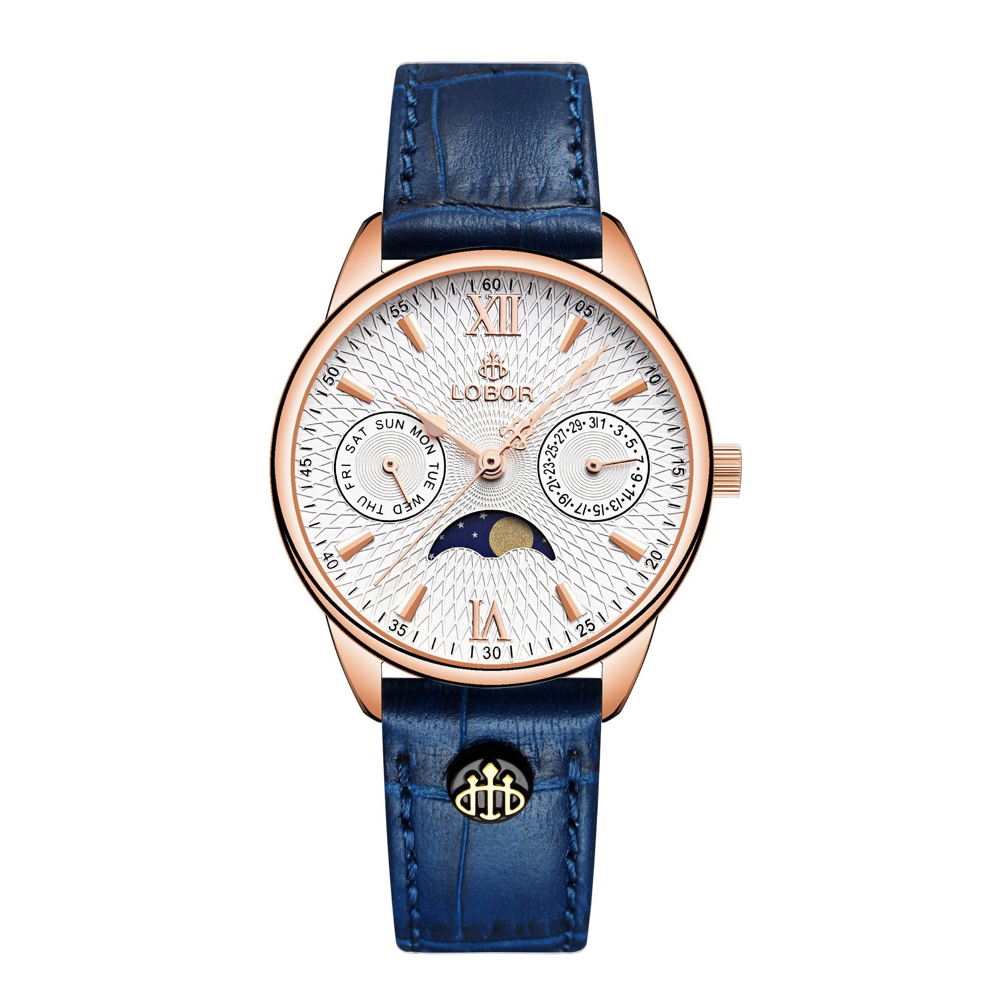 Perihelion Blue 33mm Affordable Moonphase Watches LOBOR