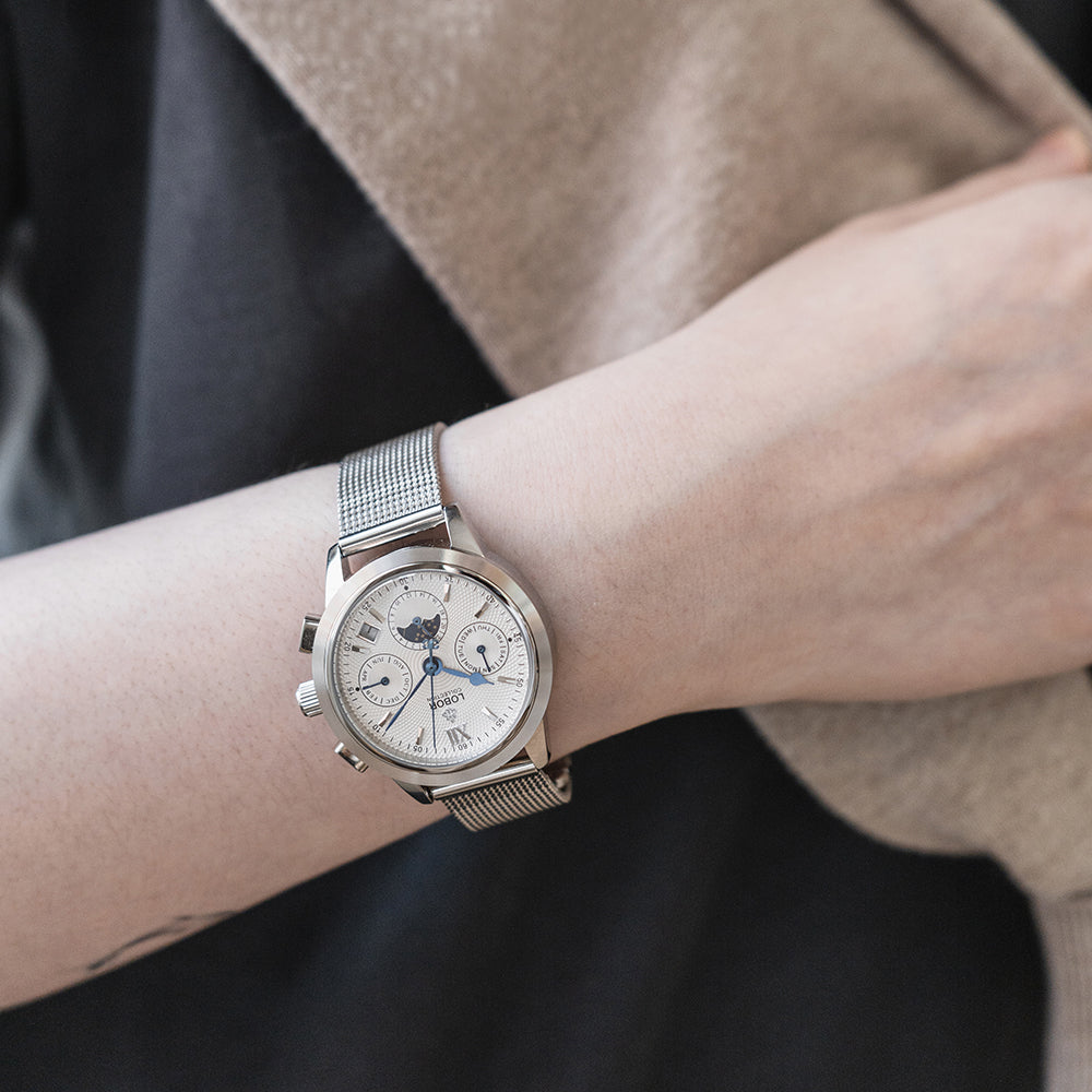 Silver moonphase automatic watches for women