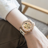White skeleton automatic watches for men