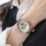 Brown skeleton automatic watches for men 