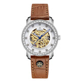 Brown skeleton automatic watches for women 