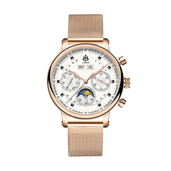 Rose gold moonphase watch for women