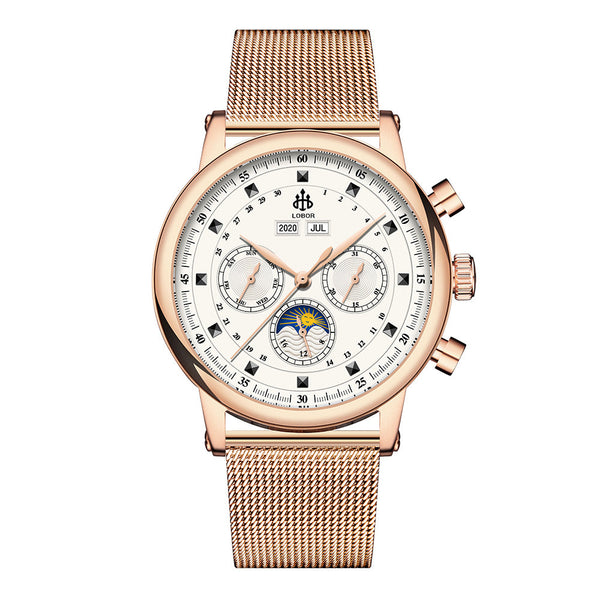 Rose gold moonphase watch for men