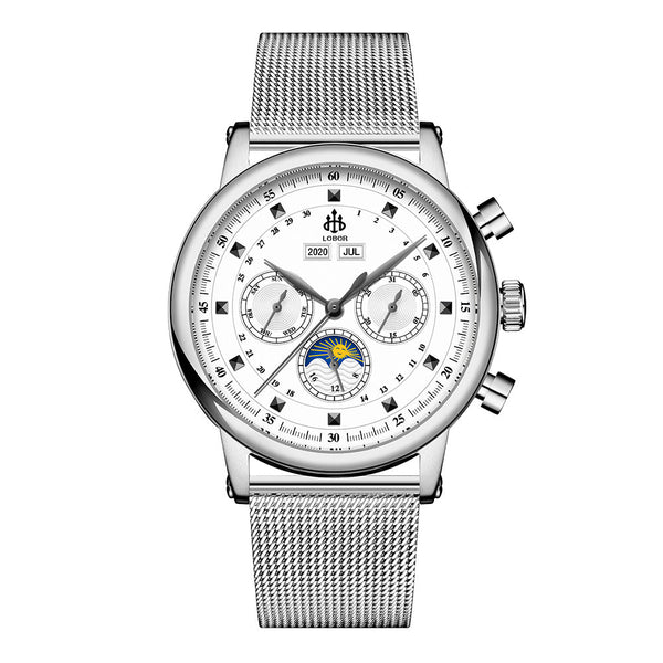 Silver moonphase watch for men