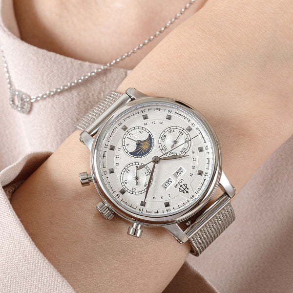 Silver moonphase watch for women