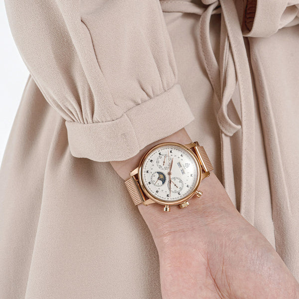Rose gold moonphase watch for women