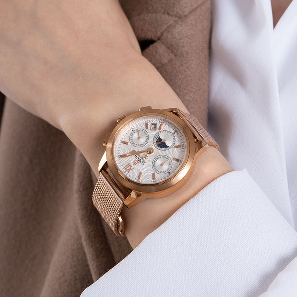 Rose gold moonphase automatic watches  for women