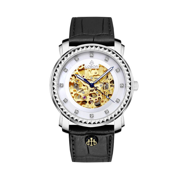 Black skeleton automatic watches for men