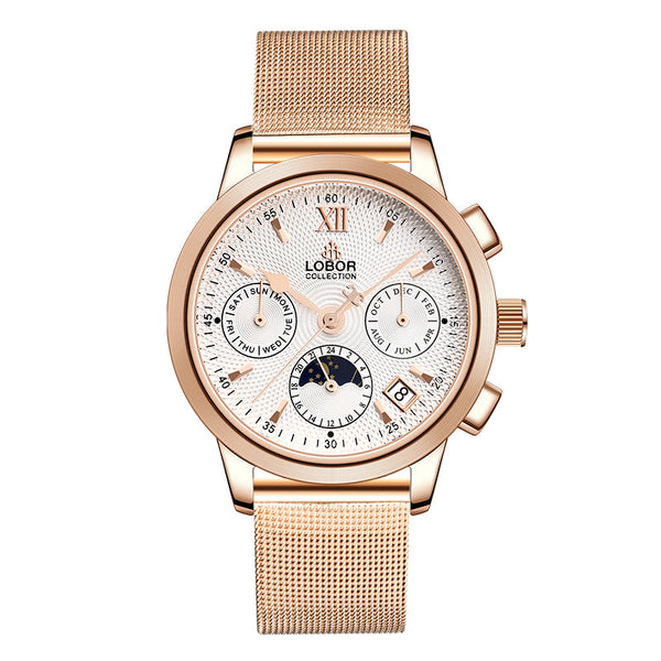 Rose gold moonphase automatic watches for women